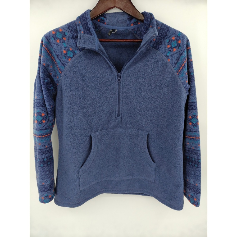 North River Womens Crown Blue Southwestern Fleece Quarter Zip Pullover M NRL2518